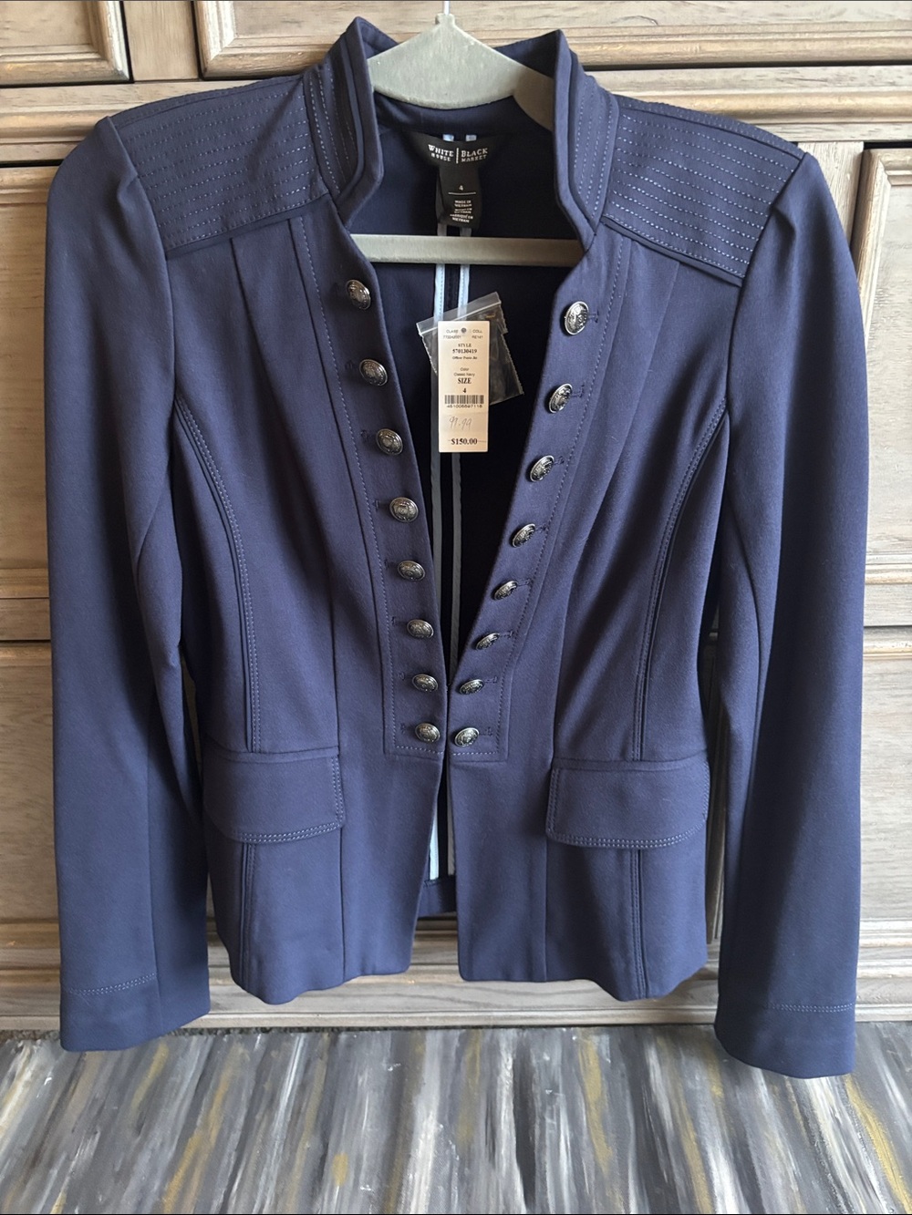 White House Black Market Women's Navy Military-Style Jacket